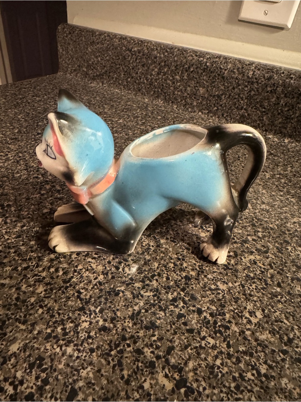 Vintage 1950s-1960s Japanese Ceramic Cat Planter Or Vase - Picture 3 of 11